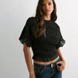 Nelly - Sort - Frill Turtleneck Blouse