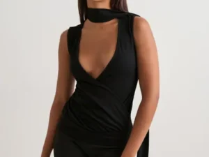 Nelly - Sort - Soft Wrap Scarf Top