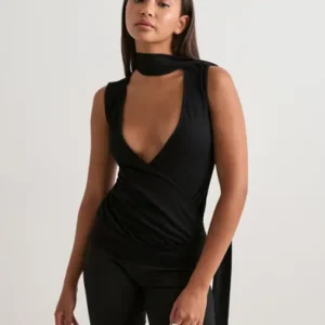 Nelly - Sort - Soft Wrap Scarf Top