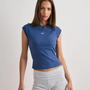 Nike - Blå - W Nsw Chill Knit Rib Ss Top