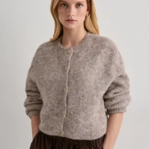 Only - Beige - Onlnordra Ls O-Neck Button Cardi Ex