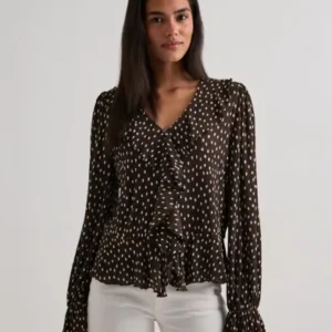 Only - Brun - Onlkafie L/S Frill Top Wvn