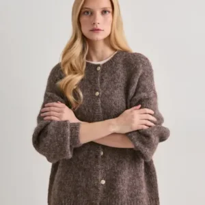 Only - Brun - Onlnordra Ls O-Neck Button Cardi Ex