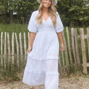 Puff Sleeve Frill Dress