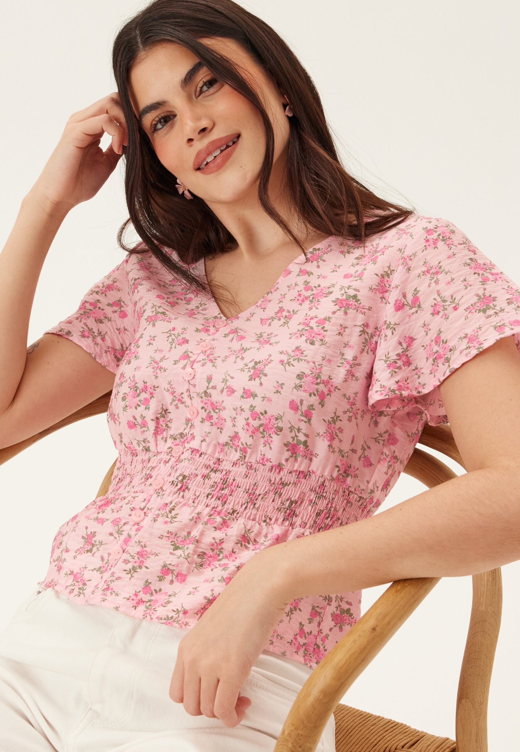 Vmjosie Ss V-neck Short Smock Top Vmjosie Ss V-neck Short Smock Top