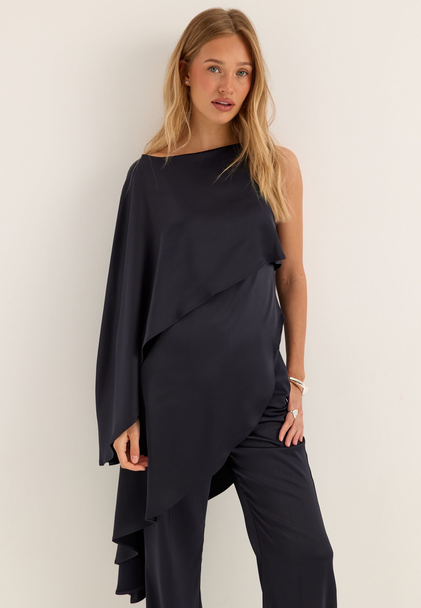 Asymmetric One Shoulder Satin Top Asymmetric One Shoulder Satin Top