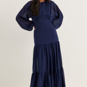Batwing Chiffon Tiered Maxi Dress