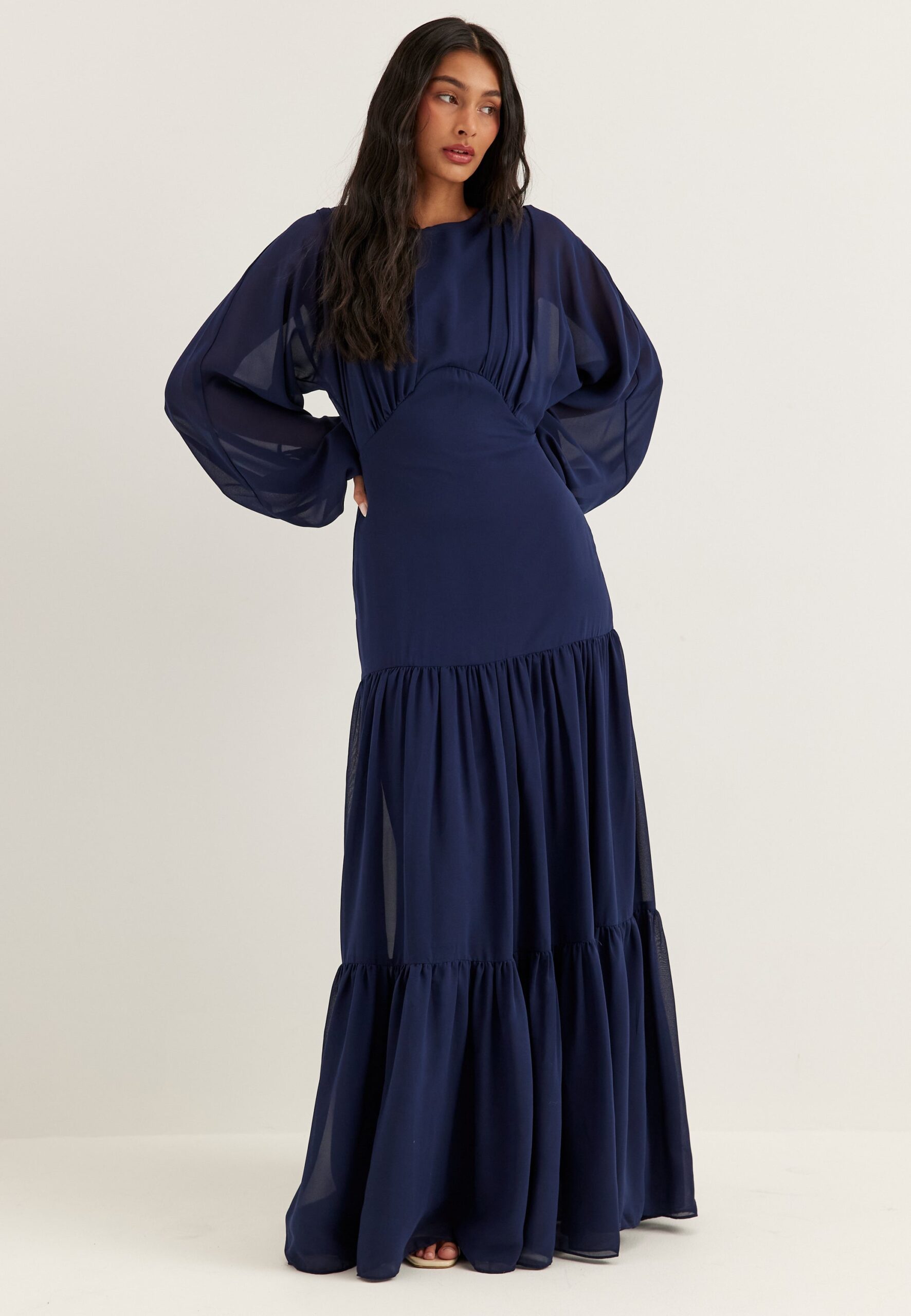 Batwing Chiffon Tiered Maxi Dress Batwing Chiffon Tiered Maxi Dress