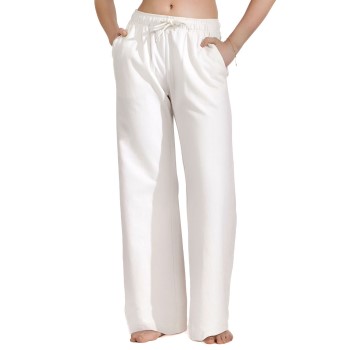 Bread and Boxers Wide Leg Lounge Pant Benhvid økologisk bomuld Large Dame Bread and Boxers Wide Leg Lounge Pant Benhvid økologisk bomuld Large Dame