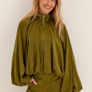 Bubble Hem Satin Jacket