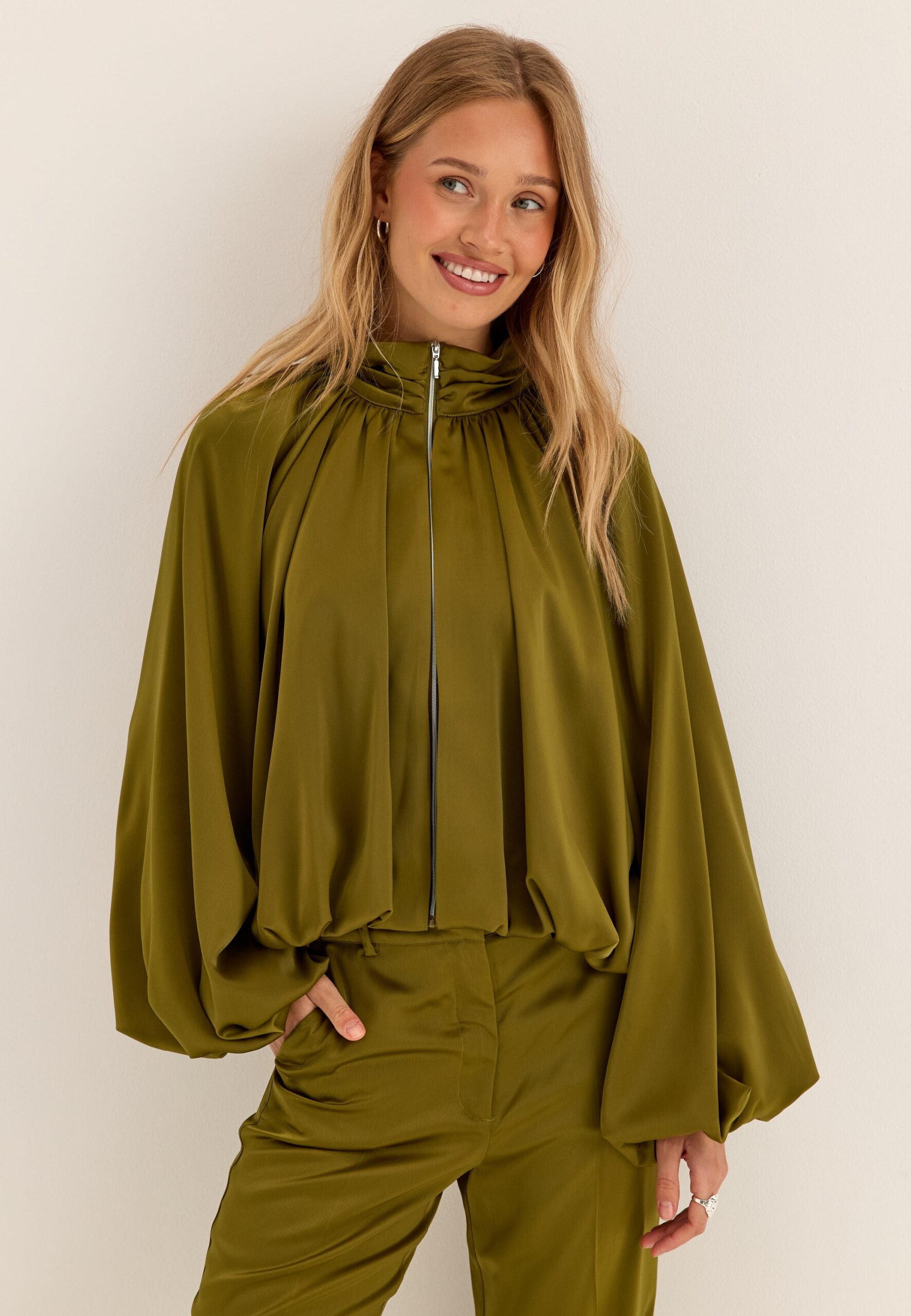 Bubble Hem Satin Jacket Bubble Hem Satin Jacket