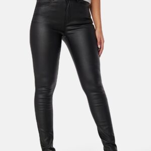 High Waist Slim Coated Jeans