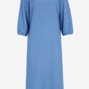 Jerseykjole med broderet hulmønster