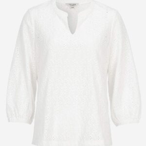 Jerseytop med broderet hulmønster