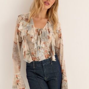 Mesh Flounce Top