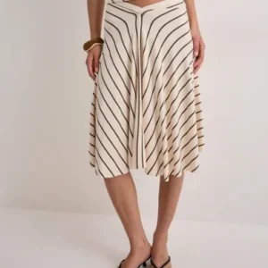Nelly - Beige - Stripe Asymmetric Skirt