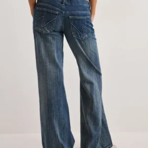 Nelly - Blå - Low Loose Flare Jeans