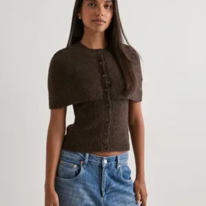 Nelly - Brun - Knit Poncho Top
