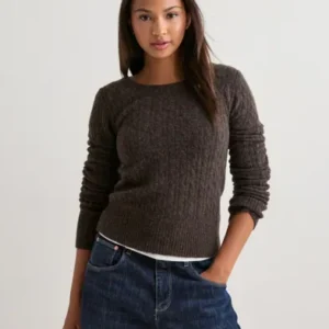 Nelly - Brun - Tight Cable Knit Sweater