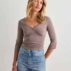 Nelly - Brun - Wrap Half Sleeve Top