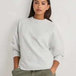 Nelly - Grå - Sleeve Focus Knit Sweater