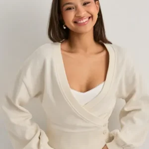 Nelly - Hvid - Wrap Waist Button Cardigan