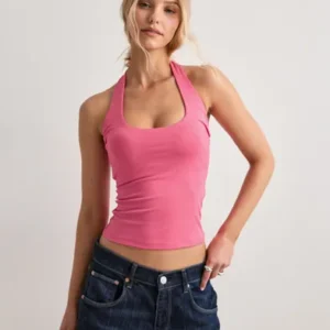 Nelly - Pink - Built In Bra Halterneck Top