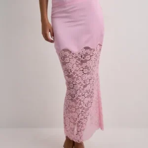 Nelly - Pink - Satin Lace Skirt