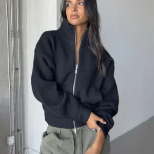 Nelly - Sort - Knit Bomber Jacket