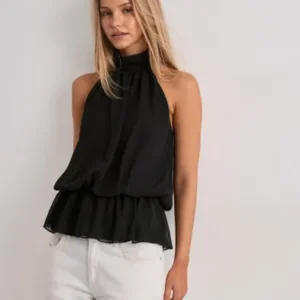 Nelly - Sort - Puffy Frill Top