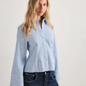 Neo Noir - Blå - Rosa Striped Crepe Shirt