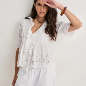 Neo Noir - Hvid - Talise Emb Blouse