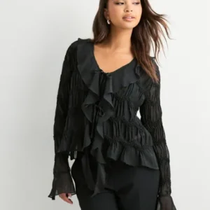 Neo Noir - Sort - Anika Crepe Chiffon Blouse