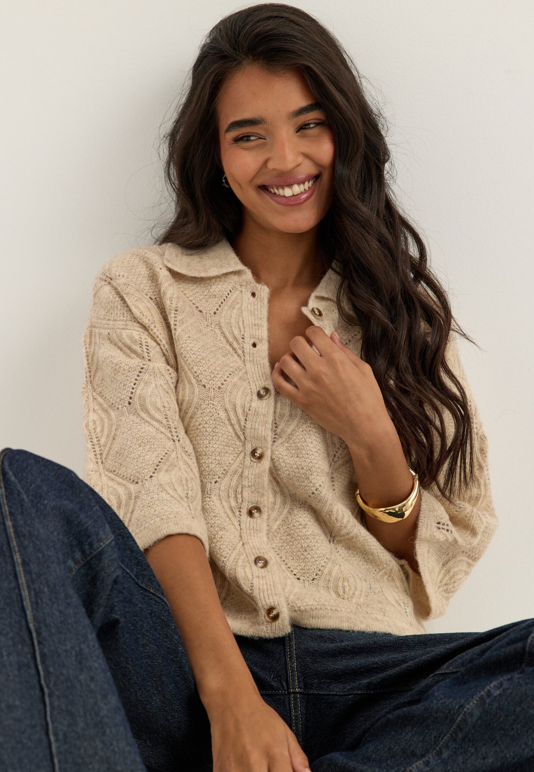 Objkaisa Flora 3/4 LO KNIT CARDIGAN Objkaisa Flora 3/4 LO KNIT CARDIGAN