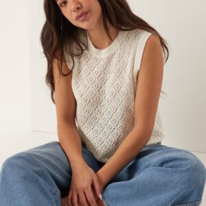 Onlsunny Sl Pointelle Top Knt