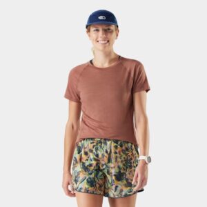 Smartwool Merino Sport Ultralite Short Sleeve Str. S Brun Dame