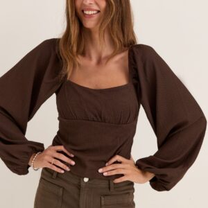 Square Neck Long Sleeve Top