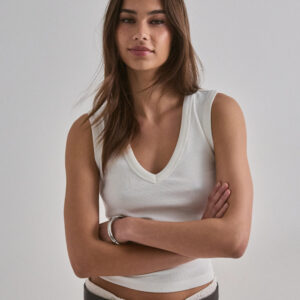 Vero Moda - Hvid - Vmchloe Sl Deep V-Neck Top Jrs Noos