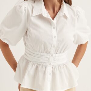 Waist Detail Cotton Blouse