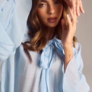Wide Sleeve Bow Blouse