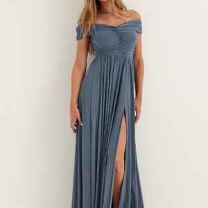 Bardot Rouched Maxi Split Dress