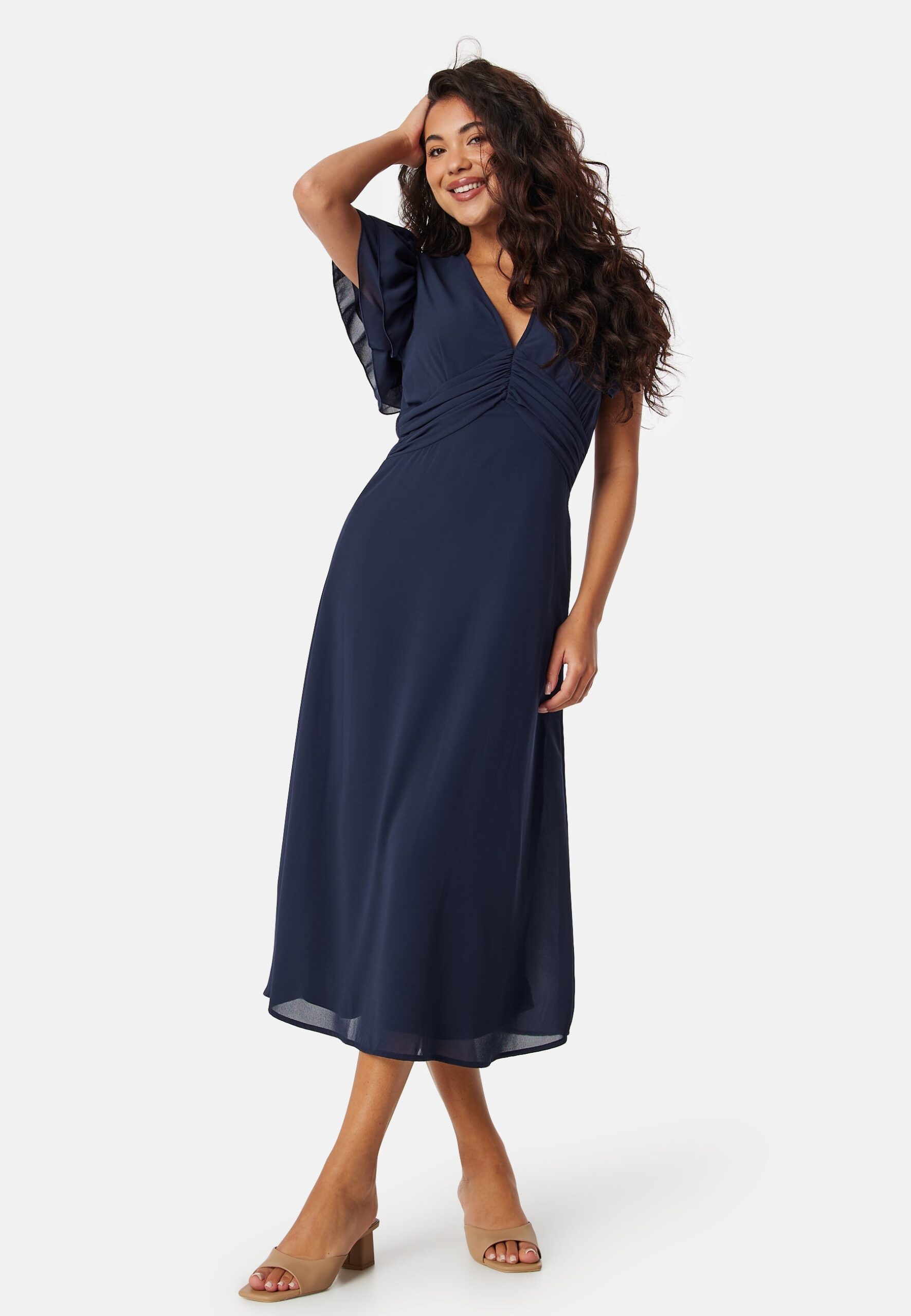 Flounce Sleeve Chiffon Dress Flounce Sleeve Chiffon Dress