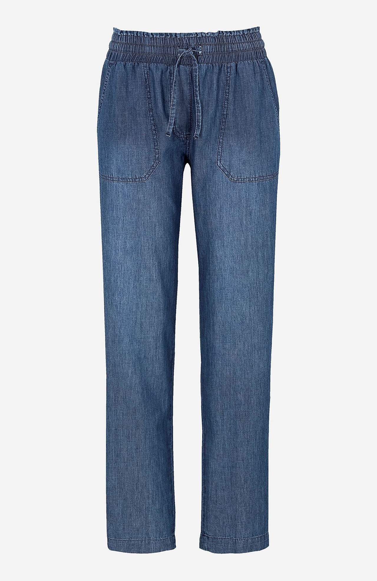 Lange bukser i blødvasket denim Lange bukser i blødvasket denim