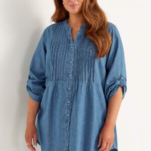 Luftig tunika i let denim med lommer