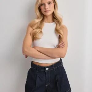 Nelly - Blå - Wide Strap Jeans Shorts