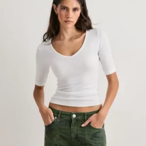 Nelly - Hvid - V Neck Half Sleeve Top