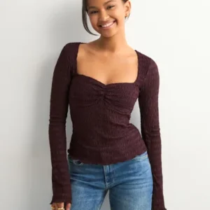 Nelly - Rød - Romantic Structure Sheer Top