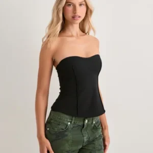 Nelly - Sort - Bandeau Corset Top