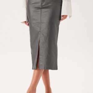 Objnaya Coated Mid Waist Skirt