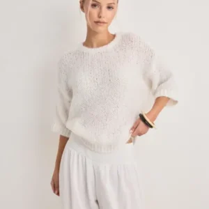 Only - Hvid - Onlnordic Ss Loose O-Neck Cs Knt